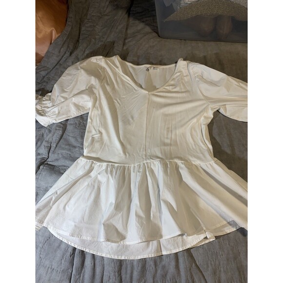C Est 1946 Tops - C est 1946 Womens White Peplum Blouse size S Bohemian